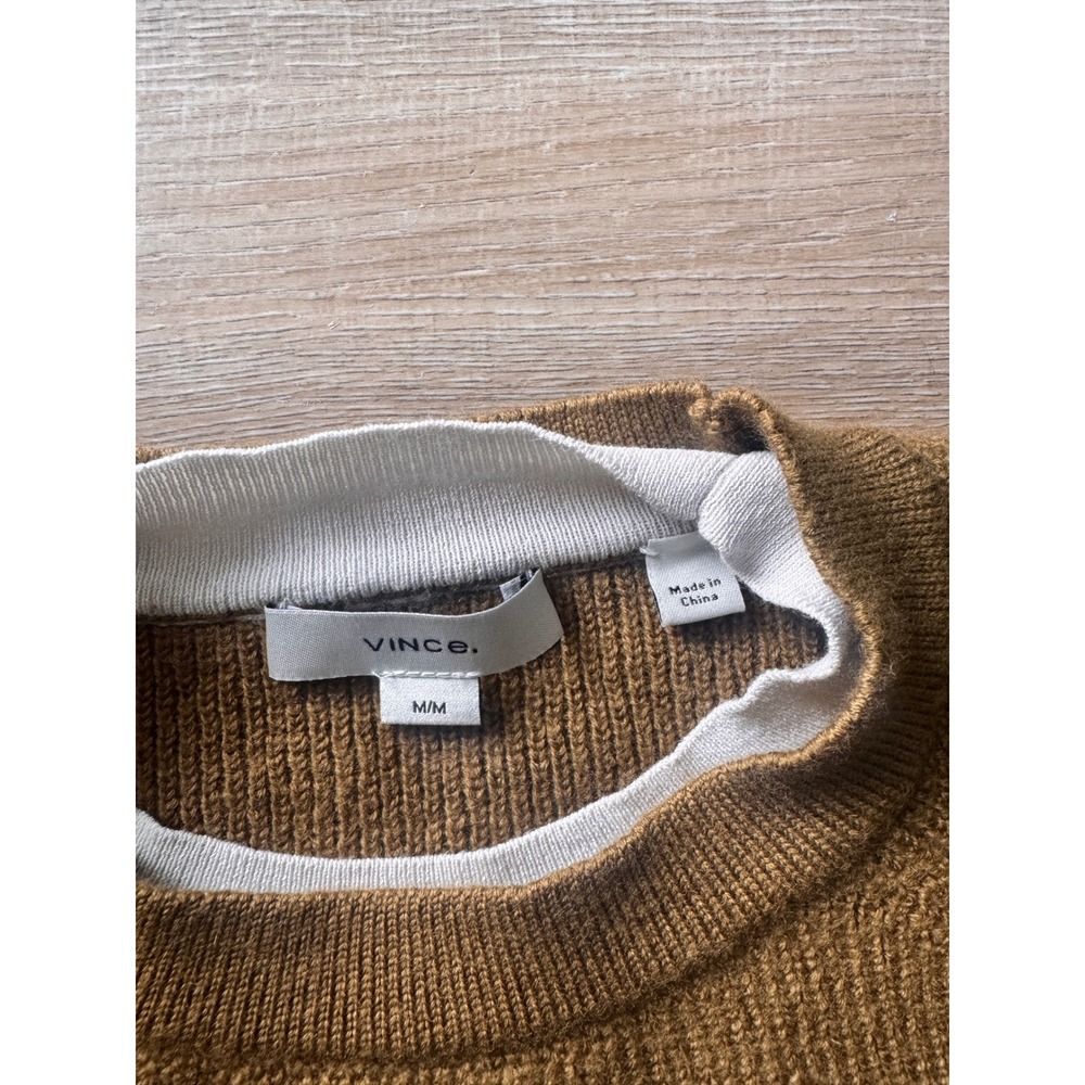 Vince Camel Brown Wool Cashmere Blend Crew Neck Raglan Sweater Womens Medium - Picture 3 of 6
